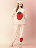 Strawberry appliqué nightsuit with an eye mask